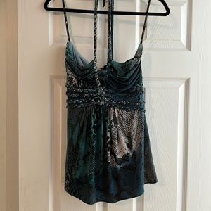 Sky Blue and Black Snake Print Top